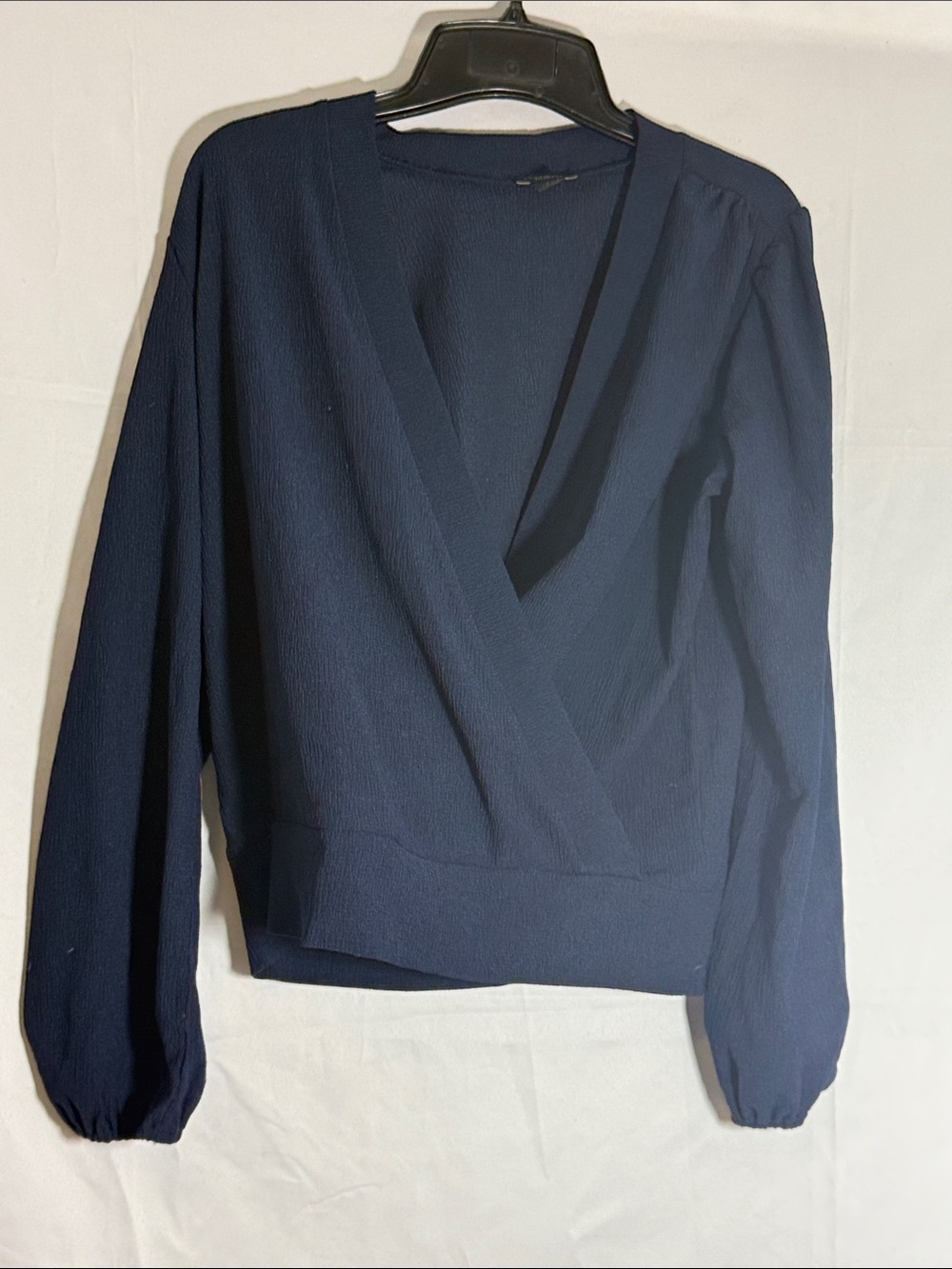 Ann Taylor Factory Navy Wrap-Style Long Sleeve Top